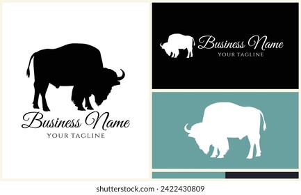silhouette buffalo bull bison logo
