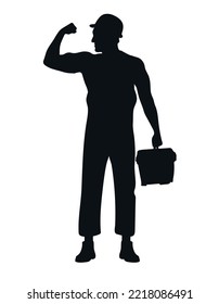 Silhouette of a builder. Vector illustration