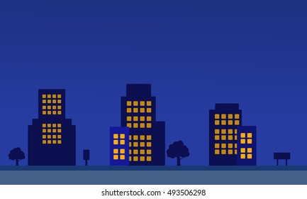 Silhouette Building Apartment Vector Art Illustration Stock Vector ...