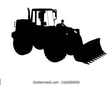 Silhouette Of Building Bulldozer Vector