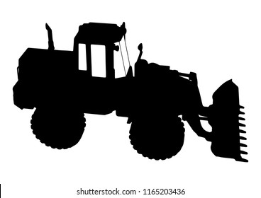 silhouette of building bulldozer vector