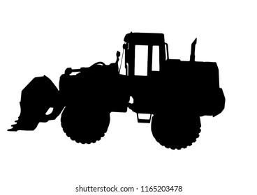 silhouette of building bulldozer vector