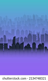 silhouette building city town on gradient background