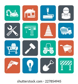 Silhouette Building and construction icons - vector icon set