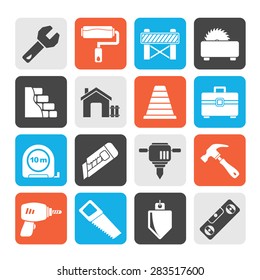 Silhouette Building and construction icons - vector icon set