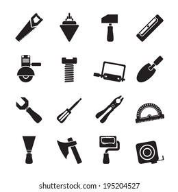 Silhouette Building and Construction Tools icons - Vector Icon Set