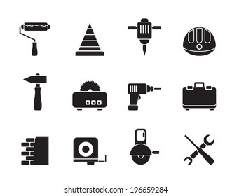 Silhouette Building and Construction Tools icons - Vector Icon Set