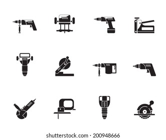 Silhouette Building and Construction Tools icons - Vector Icon Set