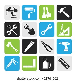 Silhouette Building and Construction work tool icons - vector icon set