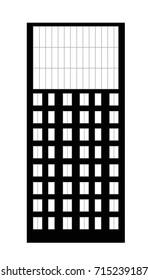 Silhouette of a building facade for skyscraper icon isolated on white background. Vector illustration for architecture design. Modern city. Urban construction facade. Vector One