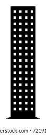 Silhouette of a building facade for skyscraper icon isolated on white background. Vector illustration for architecture design. Residential building exterior. Modern city. Vector One