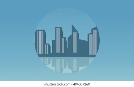 Silhouette of building icon vector flat illustration