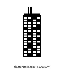 silhouette building line sticker image icon, vector illustration