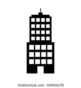 silhouette building line sticker image icon, vector illustration