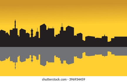 Silhouette of building lined