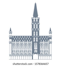 silhouette building main square of brussels in belgium, vector illustration