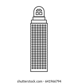 silhouette of building skyscraper with cusp window and several windows vector illustration