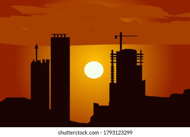 silhouette of building vector illustration template