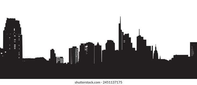 silhouette of buildings in Frankfurt, the financial centre in Frankfurt am Main, Germany