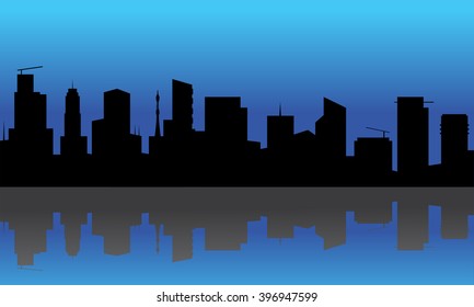 Silhouette of buildings at the night