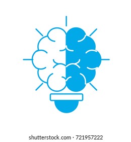 silhouette bulb with brain inside to creative design
