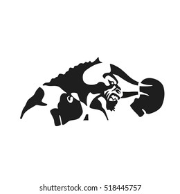 The silhouette of a Bull with Boxing gloves. Sports logo style illustrations of modern design art. Vector illustration