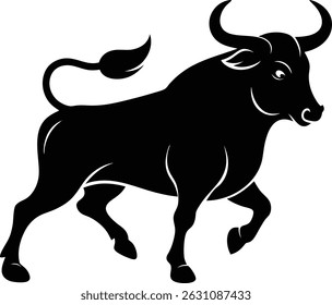 silhouette of a bull charging