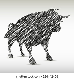 silhouette of a bull drawn. Company logo