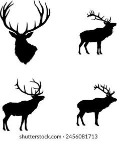 silhouette of a bull elk head vector illustration