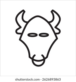 Silhouette of bull head black and white flat vector icon design
