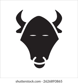 Silhouette of bull head black and white flat vector icon design
