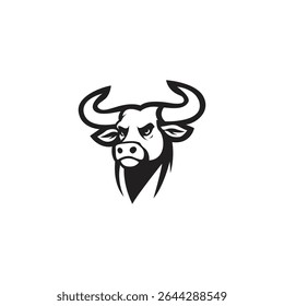 Silhouette of bull head black and white flat vector icon design