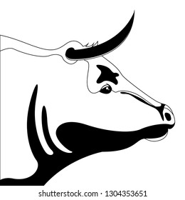 Silhouette of a bull head. Farm animal. Vector illustration design