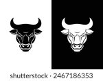 Silhouette Bull Head Icon Vector. Bull head icon isolated on white background.