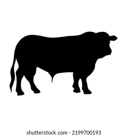 Silhouette bull icon. Big American Bull. For the meat, beef industry or agriculture