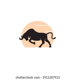 Silhouette Bull logo vector illustration design, creative and simple design,
can uses as logo and template for company.