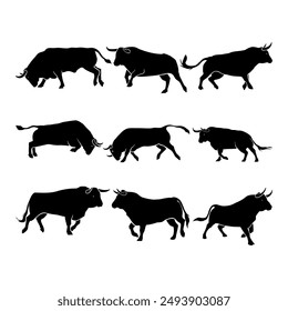 silhouette bull matador vector illustration collection