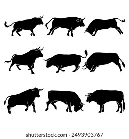 silhouette bull matador vector illustration collection