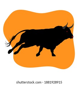Silhouette of a bull in motion. Vector illustration. Vector logo.