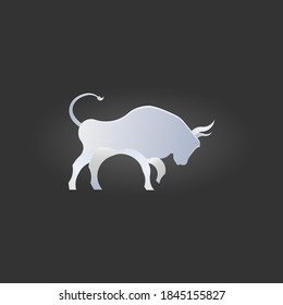 Silhouette of a bull on the background. Vector illustration.