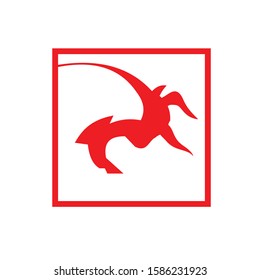 Silhouette of bull in red box vector design suit for product logo, company identity or other marketing material