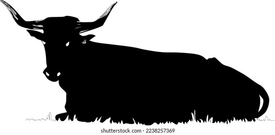 silhouette of bull shadow black