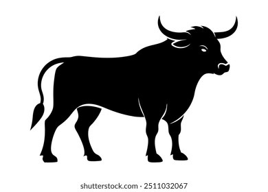 A Silhouette Bull Vector Illustration