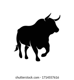 Silhouette Bull vector illustration design with black and white colour,creative and simple design