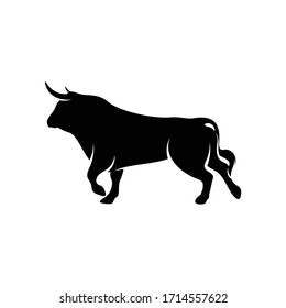 Silhouette Bull vector illustration design with black and white colour,creative and simple design