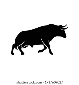 Silhouette Bull vector illustration design with black and white colour,simple and creative design