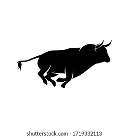 Silhouette Bull vector illustration design with black colour,creative and simple design