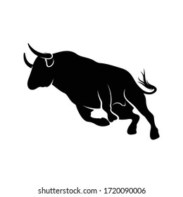 Silhouette bull vector illustration design with black colour,creative and simple design