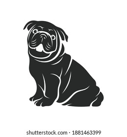 Silhouette Bulldog vector illustration with black colour, creative design