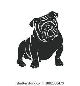 Silhouette Bulldog vector illustration with black colour, creative design